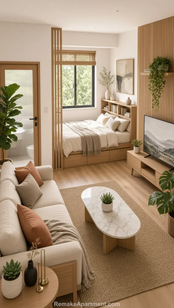 Modern Japandi Studio: Harmonious Blend of Warm Minimalist Wood Elements Earthy Terracotta Modern Japandi Studio: Harmonious Blend of Warm Minimalist Wood Elements Earthy Terracotta